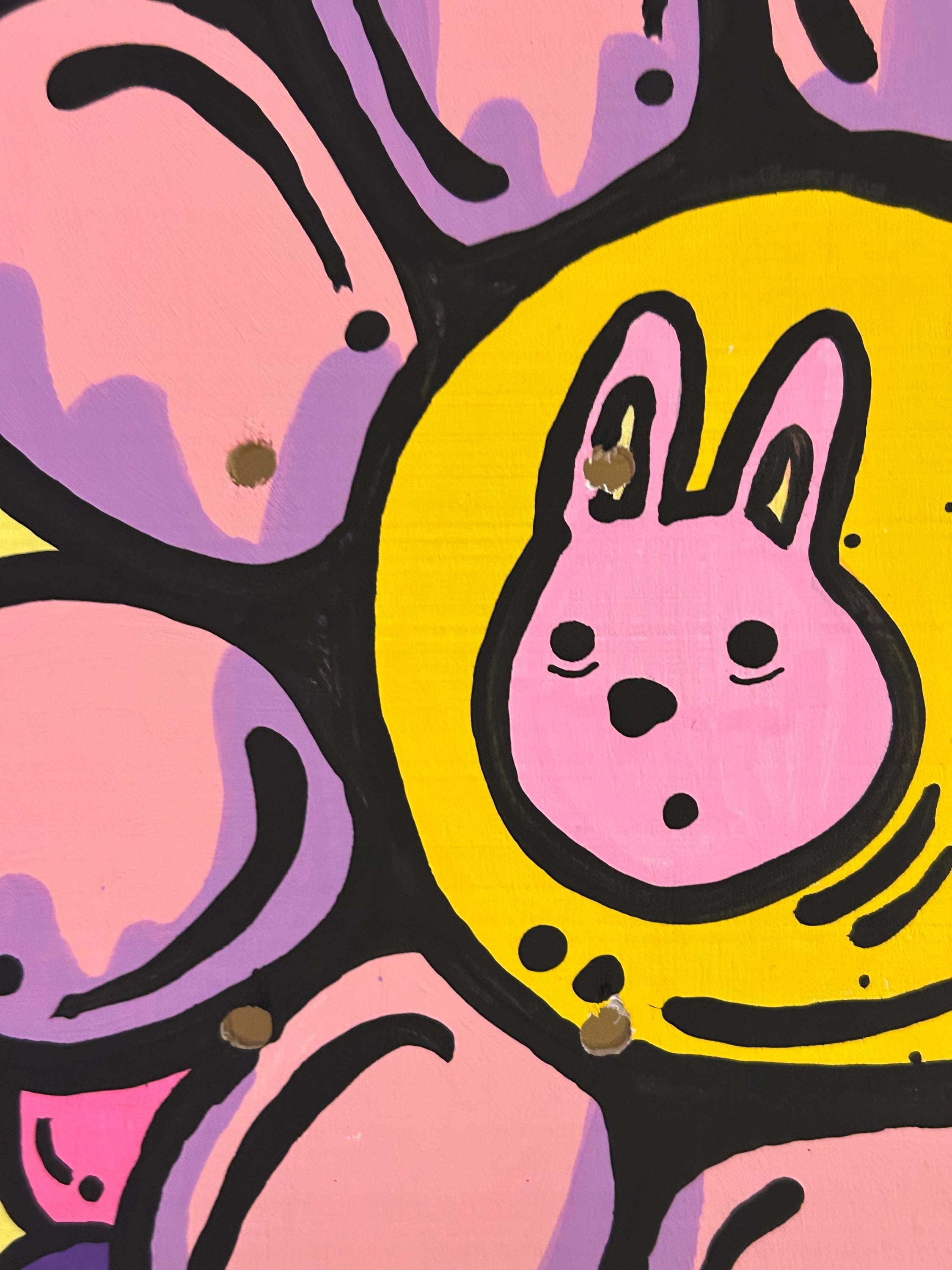 Follow the Pink Rabbit - Acrylic Skatedeck Painting