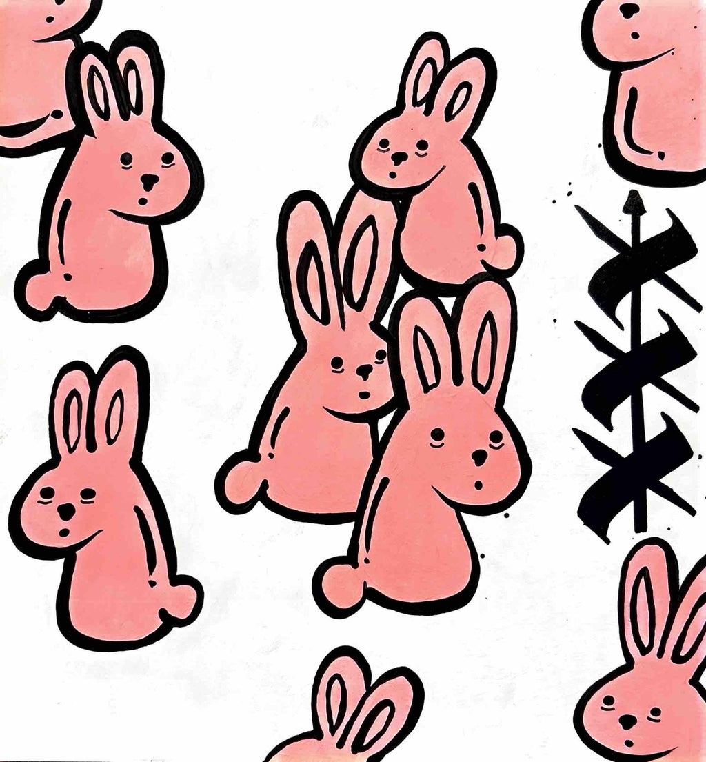 Follow the Pink Rabbit-  12x12”