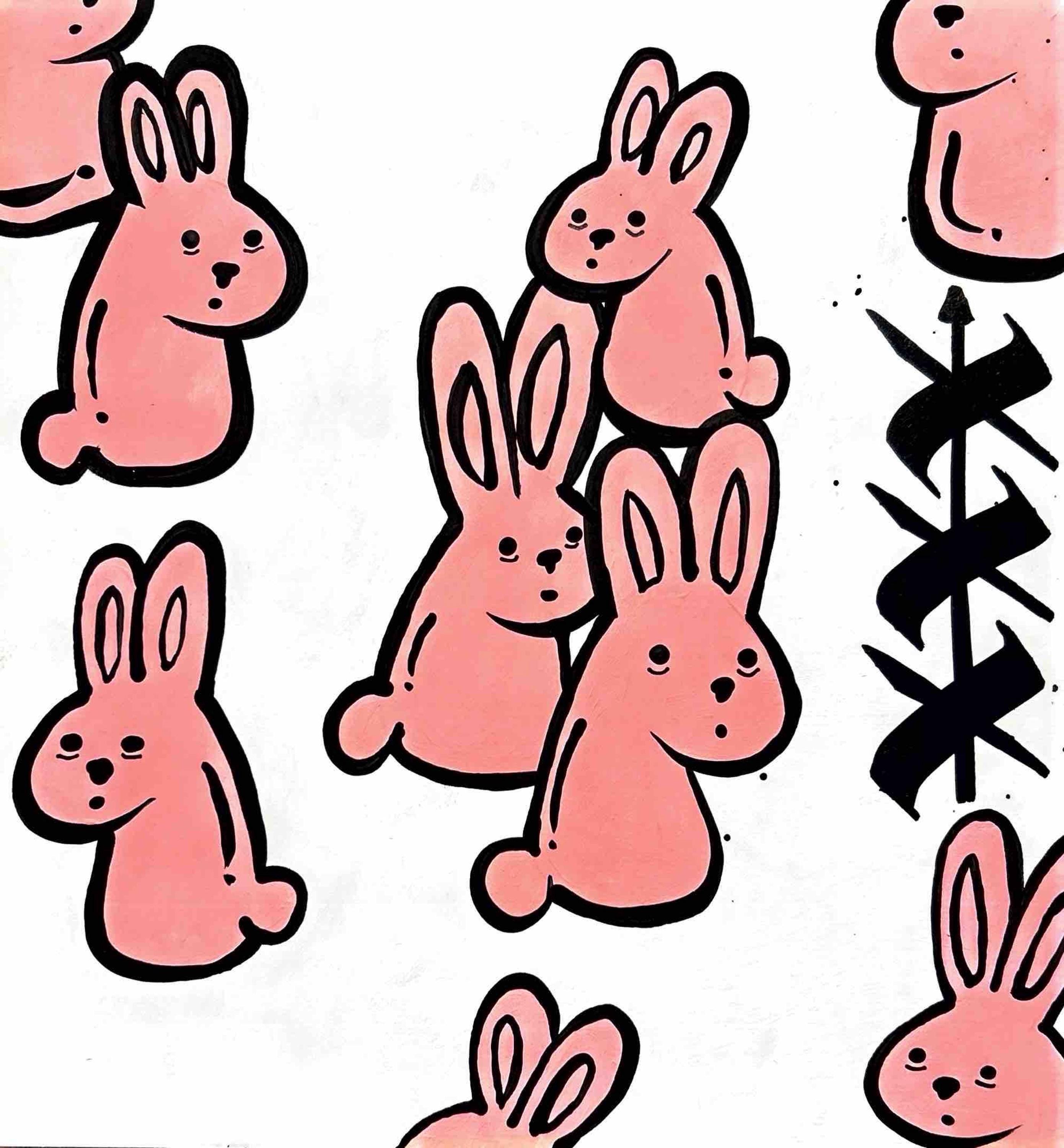 Follow the Pink Rabbit-  12x12”