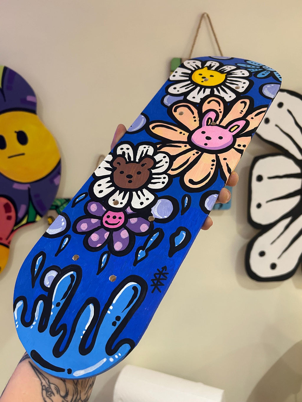 Remember to water your own garden as Well - Acrylic Skatedeck Painting