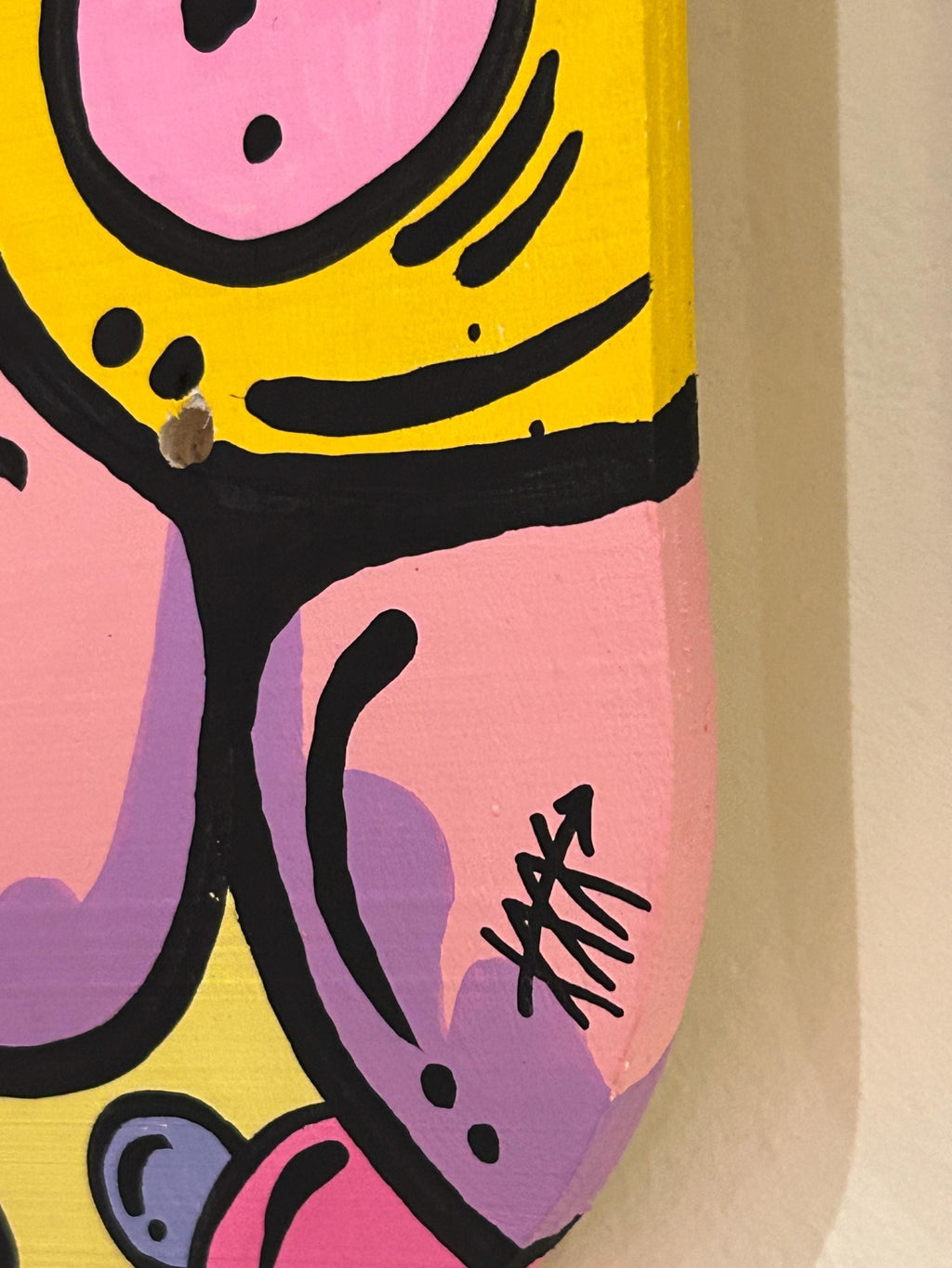 Follow the Pink Rabbit - Acrylic Skatedeck Painting
