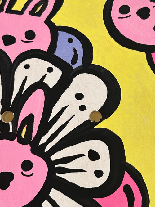 Follow the Pink Rabbit - Acrylic Skatedeck Painting