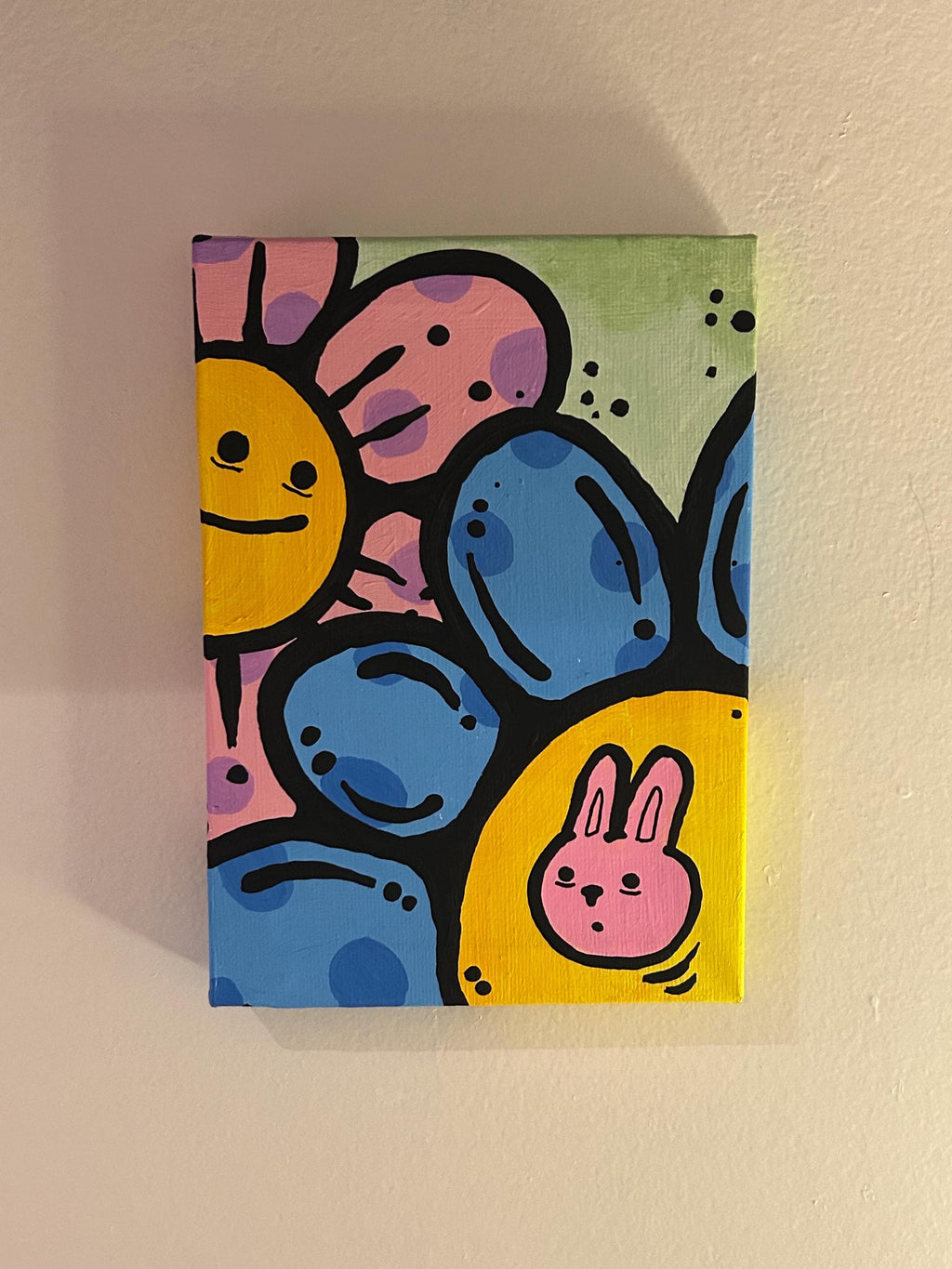 Follow the Pink Rabbit - “Eyes on the prize” Acrylic Painting 4x6”
