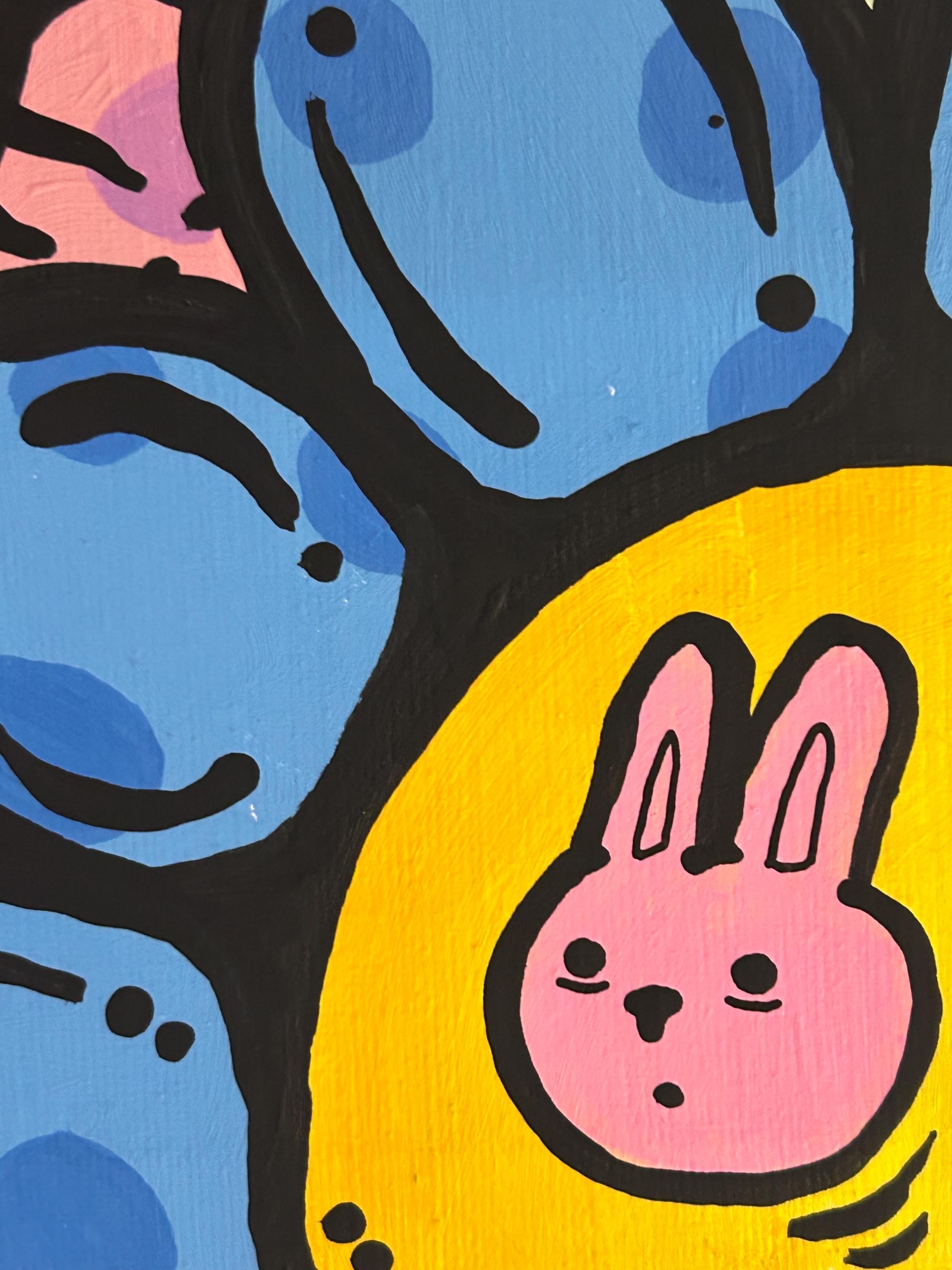 Follow the Pink Rabbit - “Eyes on the prize” Acrylic Painting 4x6”